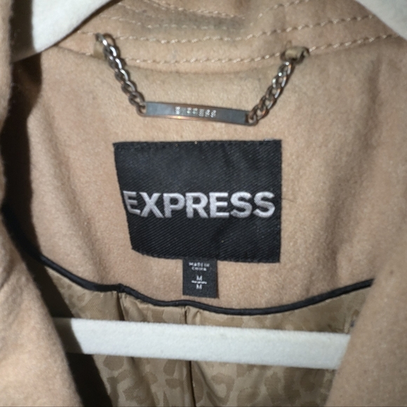 Express Wool Beige Pea Coat Size Medium EUC - Picture 3 of 8